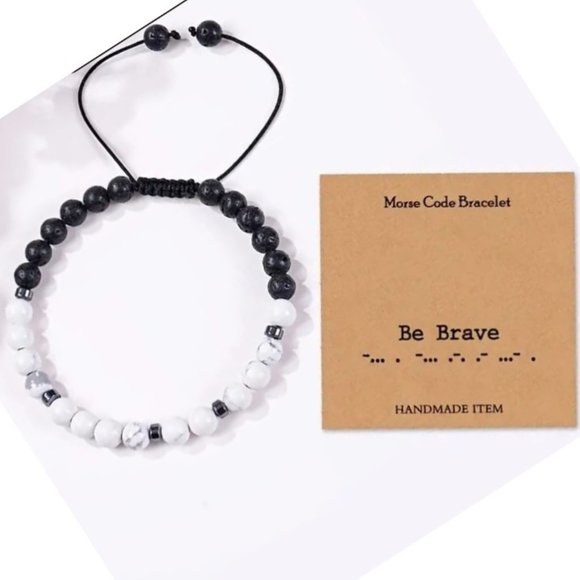 Morse Code Bracelet "Be Brave" adjustable - Picture 2 of 3
